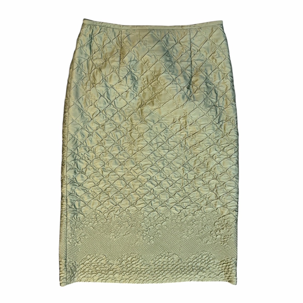 Antonio Melani Textured Quilted Pencil‎ Skirt Sage Green Size 4 Midi Career Wear